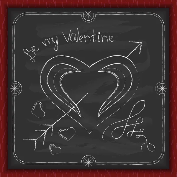 Valentinstag Hintergrund Kreide auf einer Tafel — Stockvektor
