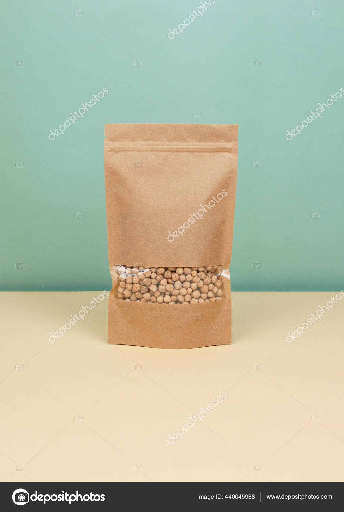 Download Brown Kraft Paper Doypack Bags Groceries Front View Yellow Background Stock Photo Image By C Kreminska 440045988
