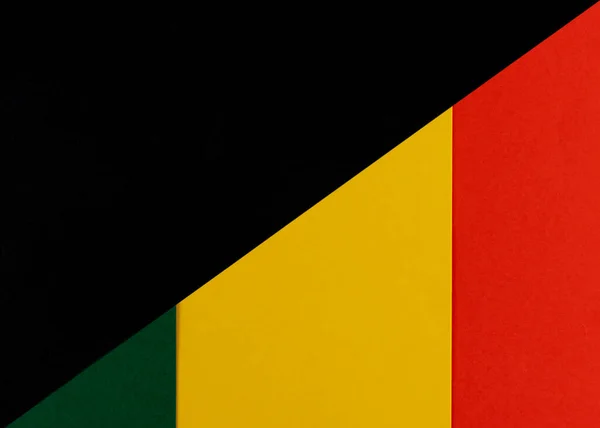 February Black History Month. Abstract Paper geometric black, red, yellow, green background. Copy space, place for your text. — Stock Photo, Image