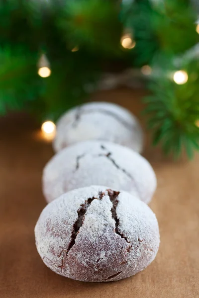 Brownie krinkle cookies. Chocolate dessert — Stock Photo, Image