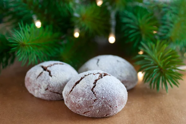 Brownie krinkle cookies. Chocolate dessert — Stock Photo, Image