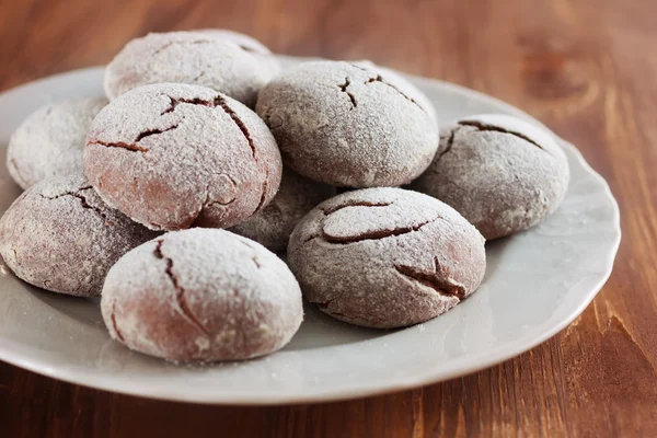 Brownie krinkle cookies. Chocolate dessert — Stock Photo, Image