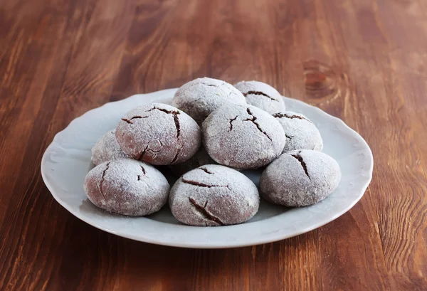 Brownie crinkle cookies. Chocolate dessert — Stock Photo, Image