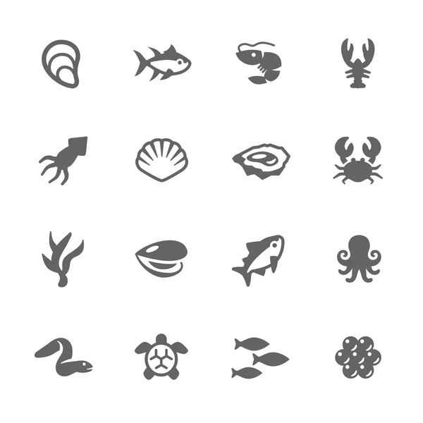 Icônes simples de fruits de mer — Image vectorielle