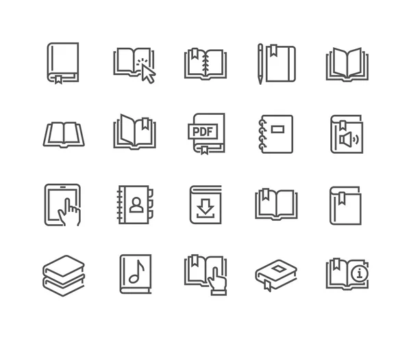 Iconos de libro de línea — Vector de stock