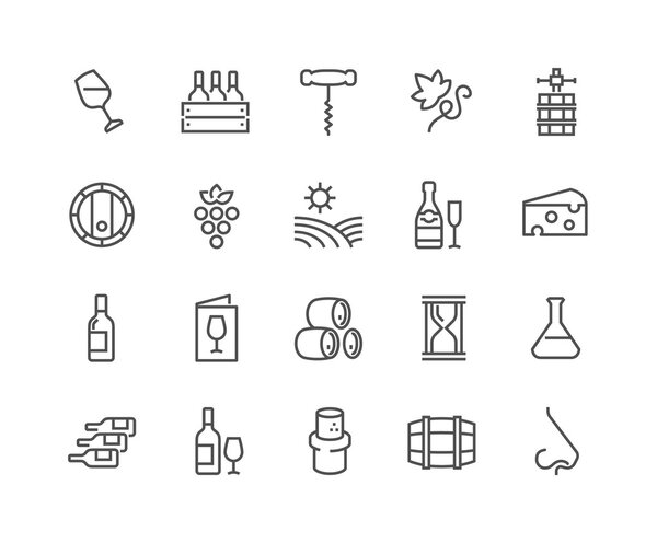 Line Wine Icons