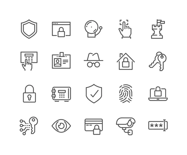 Iconos de seguridad de línea — Vector de stock