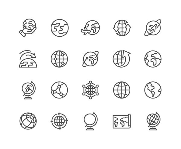 Línea Globo iconos — Vector de stock