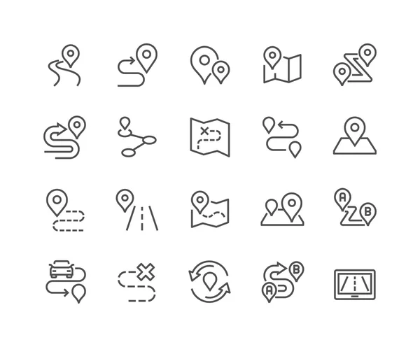 Line Route Icons — Stock Vector