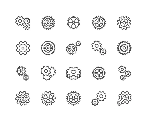 Icônes d'engrenage de ligne — Image vectorielle