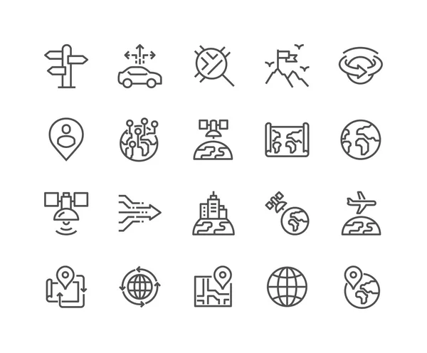 Iconos de navegación global de línea — Vector de stock
