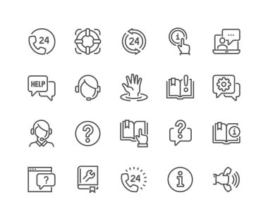 Line Help and Support Icons clipart