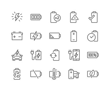 Line Battery Icons clipart