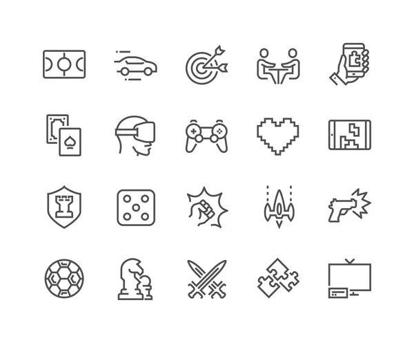 Juegos de Línea Iconos — Archivo Imágenes Vectoriales