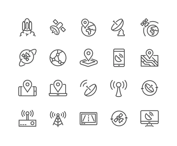 Line Satellite Icons — Stock Vector