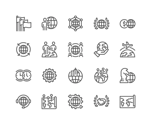 Iconos de negocio globales de línea — Vector de stock