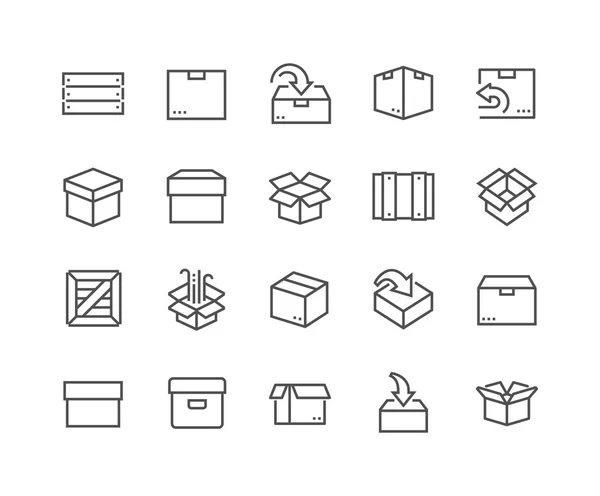Iconos de caja de línea — Vector de stock