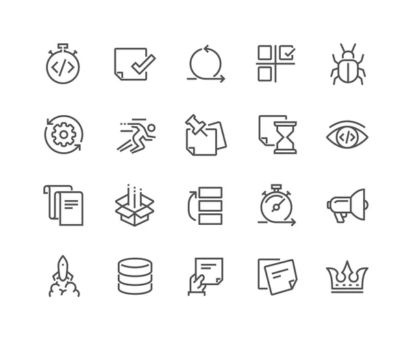 Line agile ontwikkeling iconen — Stockvector