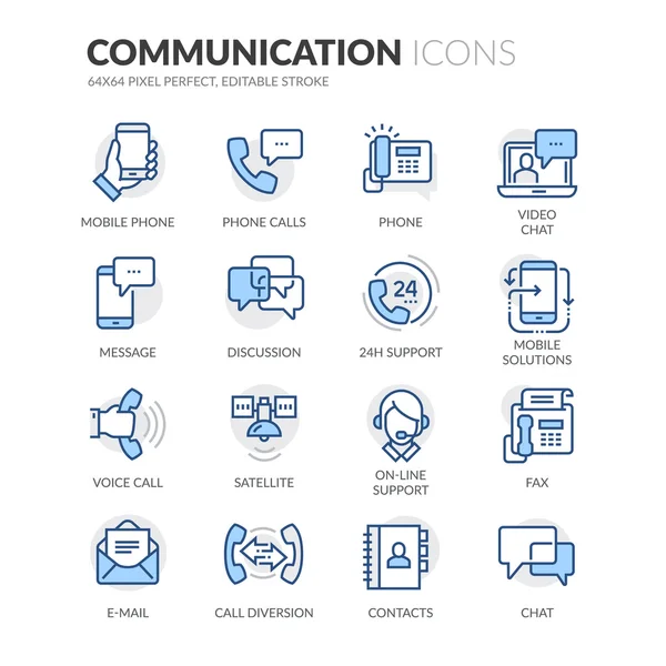 Icônes de communication en ligne — Image vectorielle