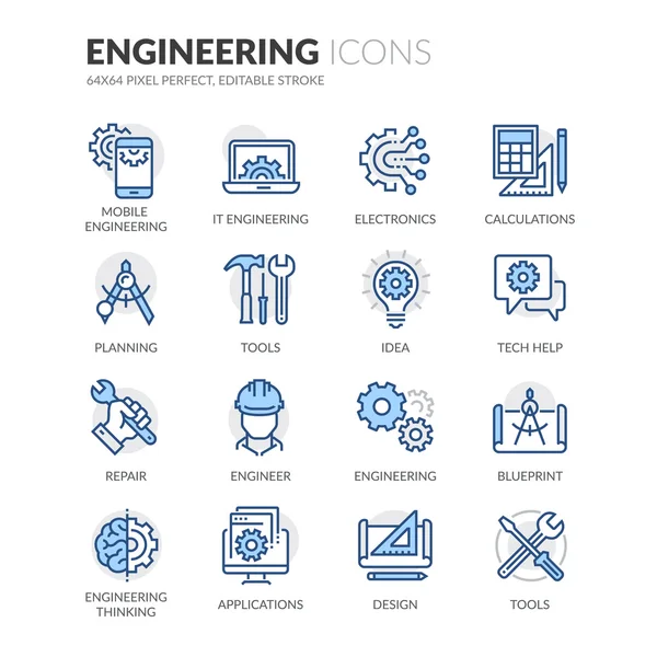 Iconos de ingeniería de línea — Vector de stock