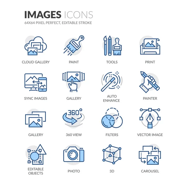 Línea Imágenes Iconos — Vector de stock