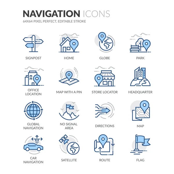 Lijn navigatie pictogrammen — Stockvector