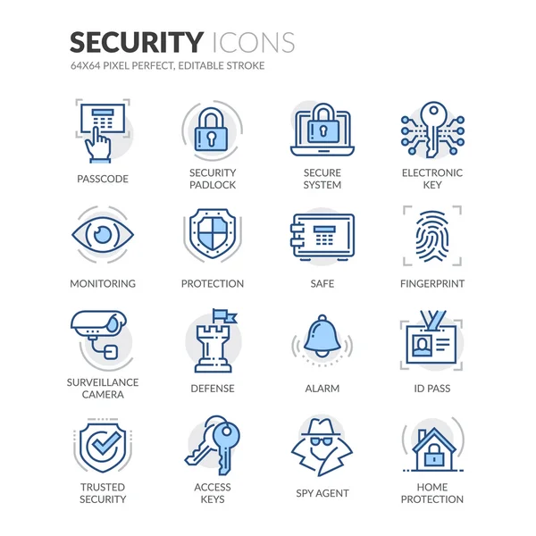 Iconos de seguridad de línea — Archivo Imágenes Vectoriales