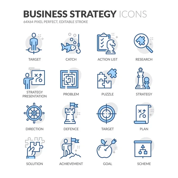 Line Business Strategy Icons — Stock Vector