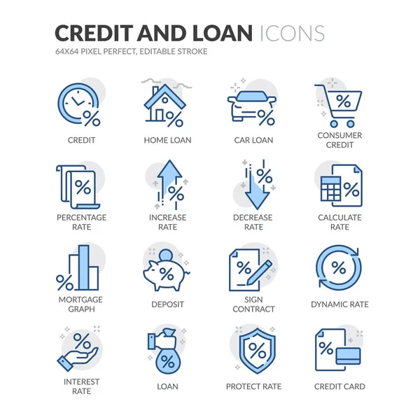 Line Credit and Loan Icons — Stock Vector