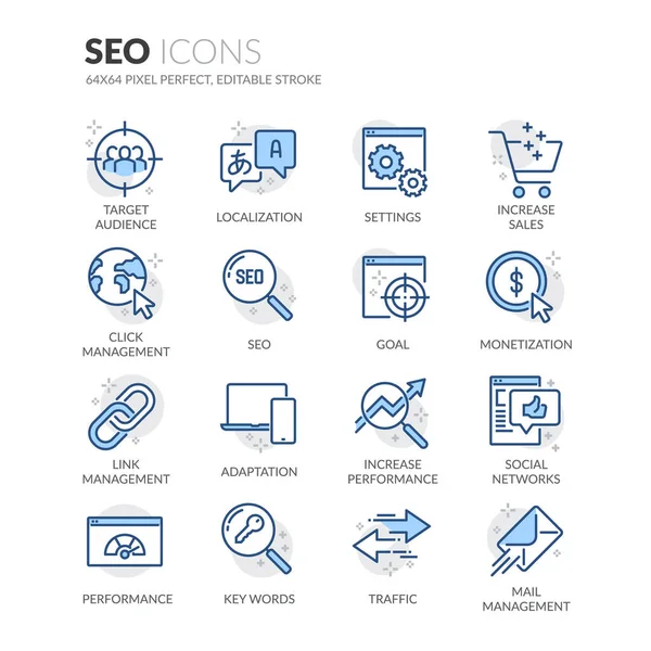 Iconos SEO de línea — Vector de stock