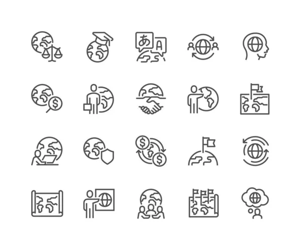 Iconos de negocio globales de línea — Vector de stock