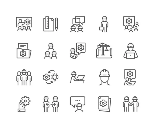 Line Engineering People Icons Royalty Free Stock Vectors