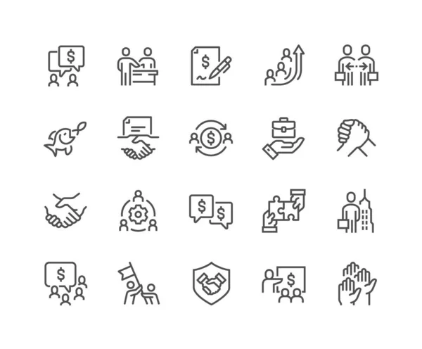 Line Business Cooperation Icons Stock Vector