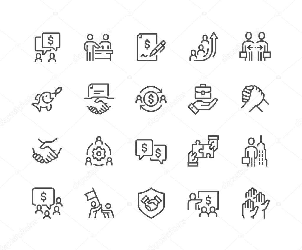 Line Business Cooperation Icons