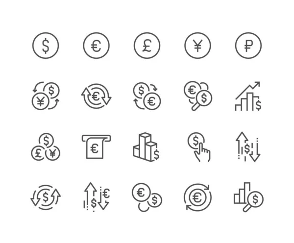 Line Currency Icons — Stock Vector