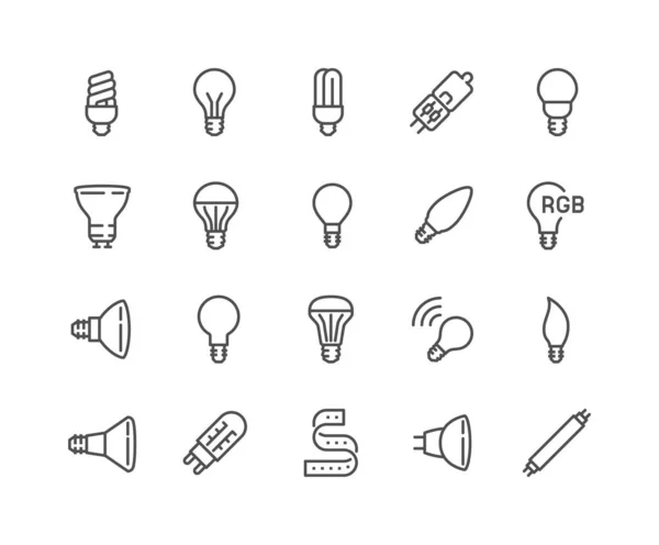 Ícones de lâmpada de linha Ilustrações De Stock Royalty-Free