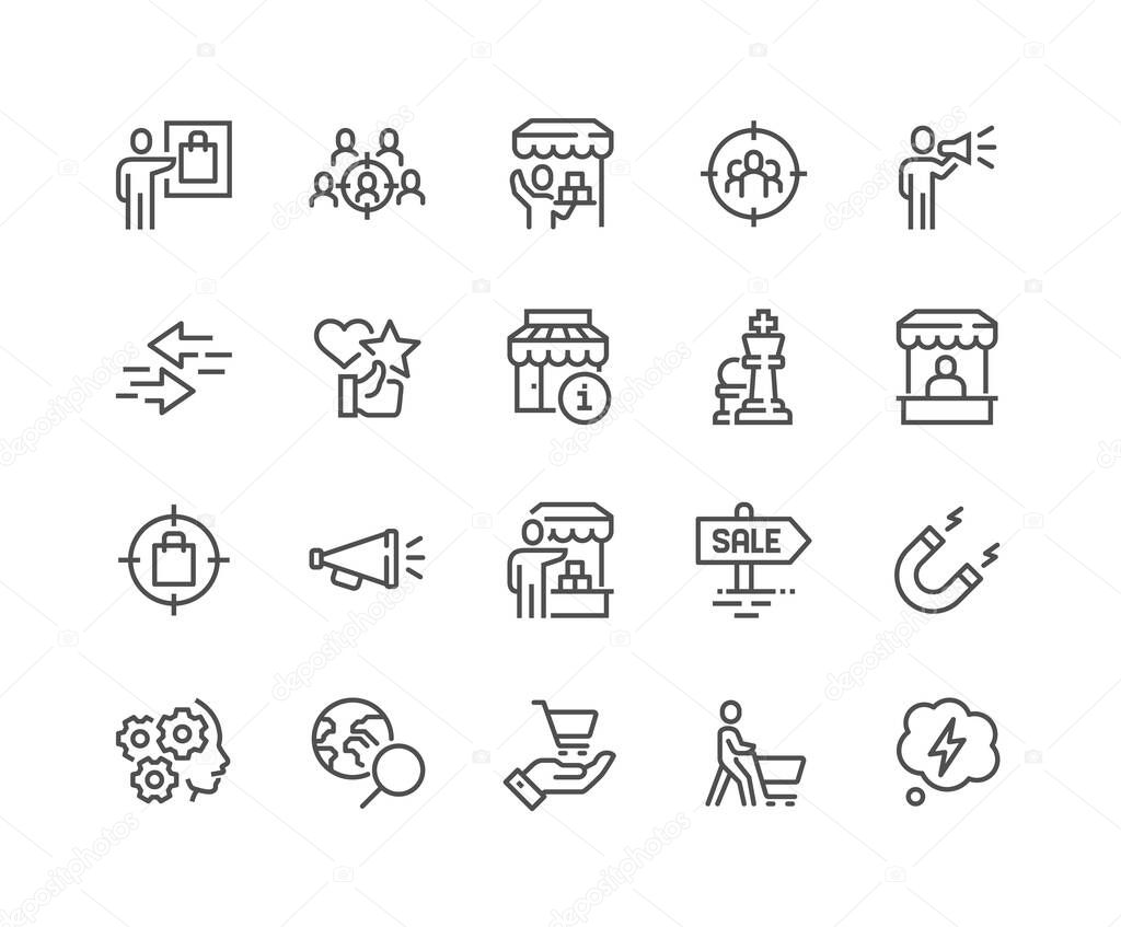 Line Marketing Strategy Icons