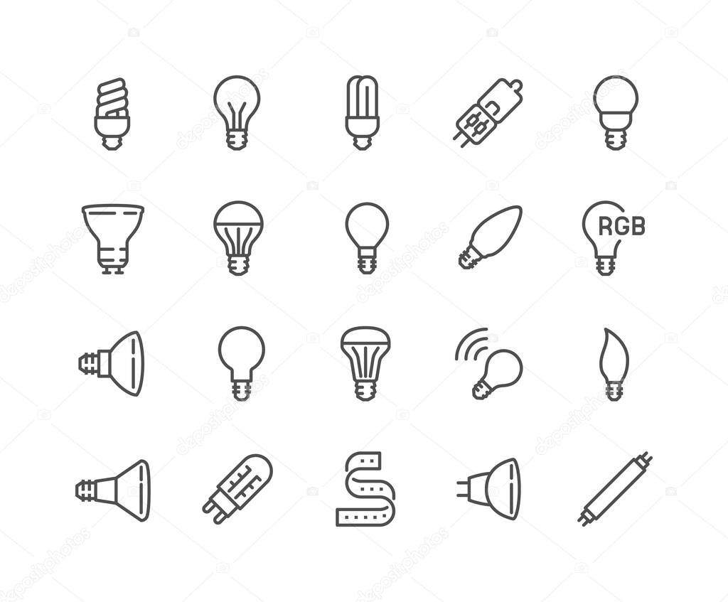 Line Light Bulb Icons