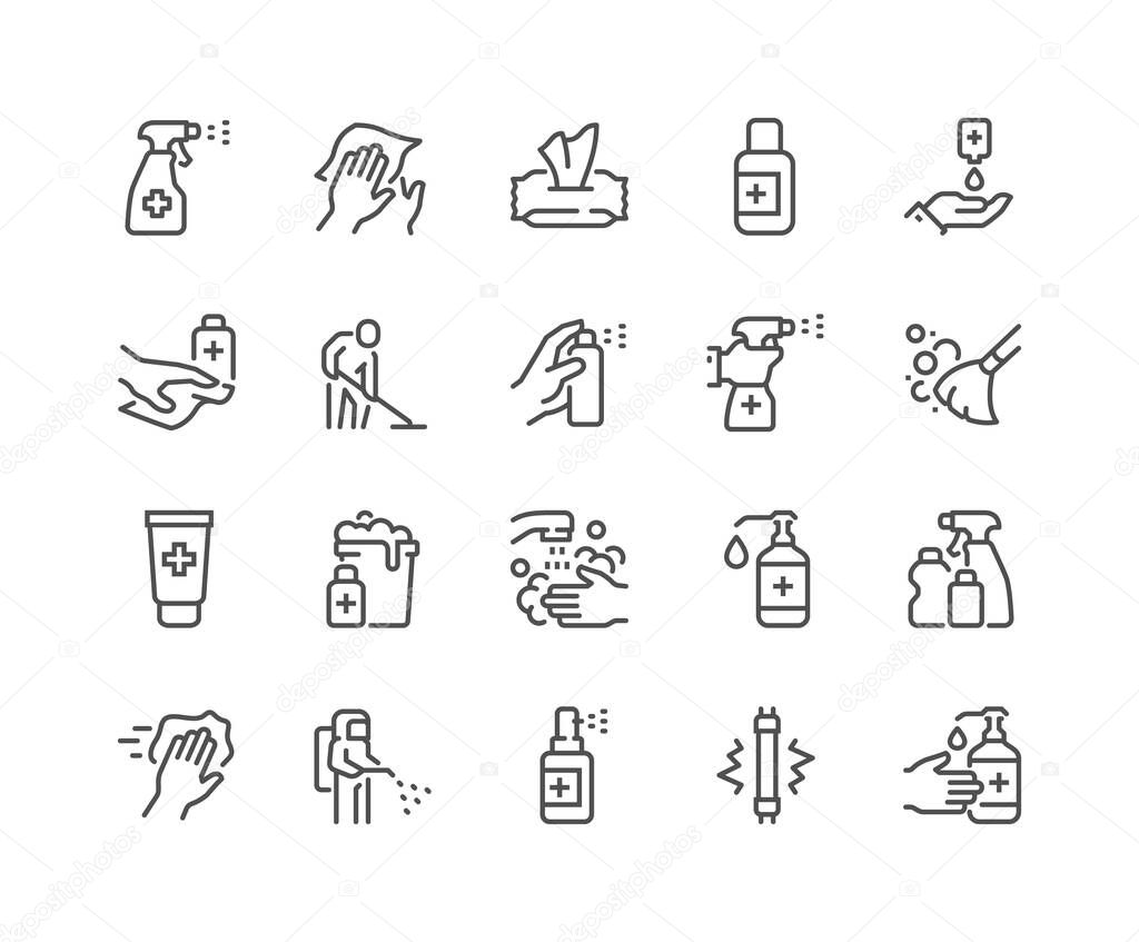 Line Disinfection and Cleaning Icons