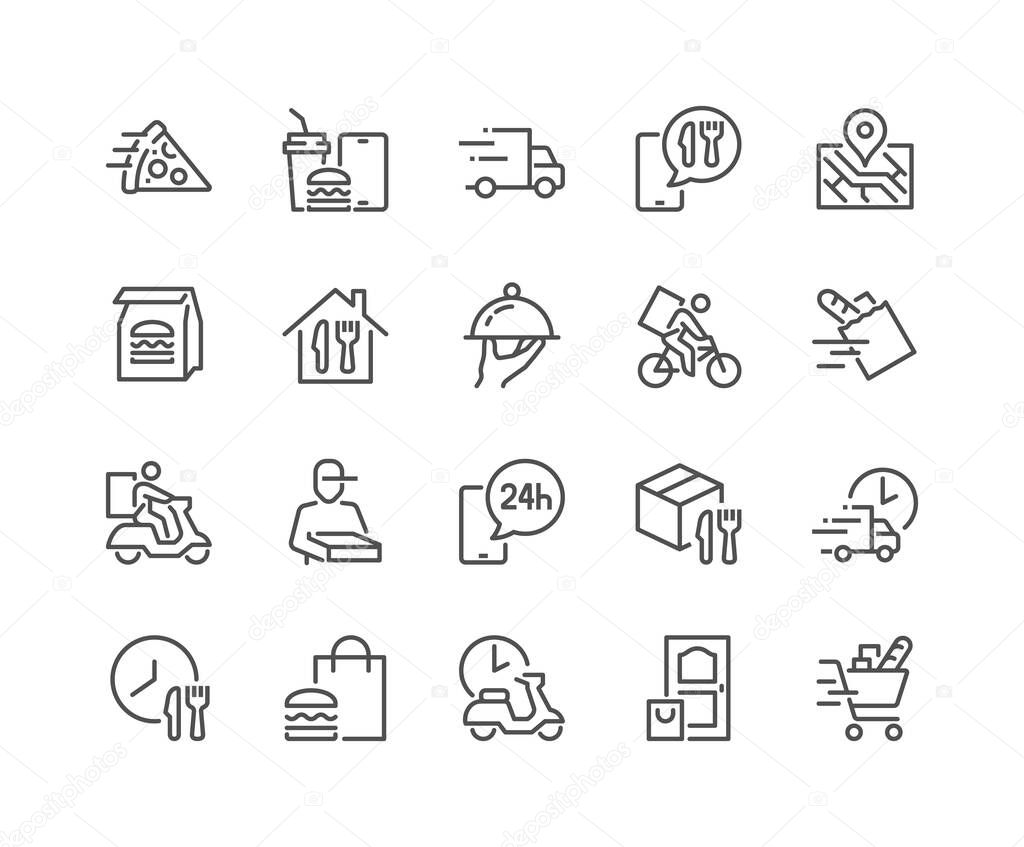 Line Food Delivery Icons