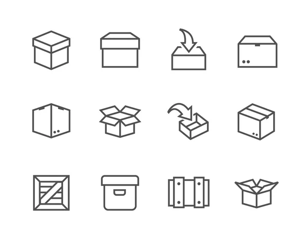 Iconos de caja y cajas — Archivo Imágenes Vectoriales