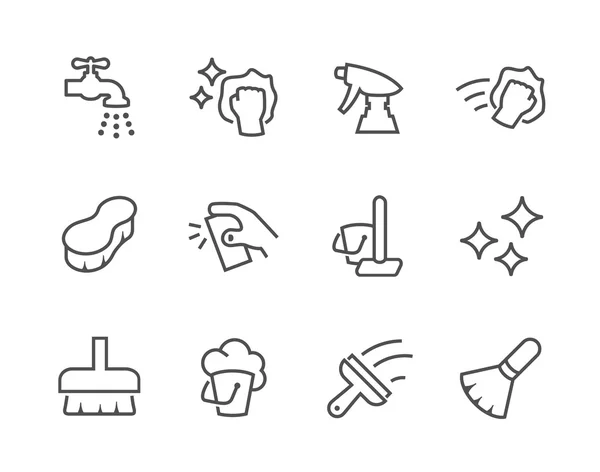 Outline Cleaning Icons — Stock Vector