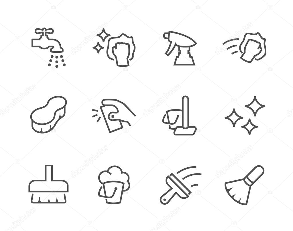 Outline Cleaning Icons