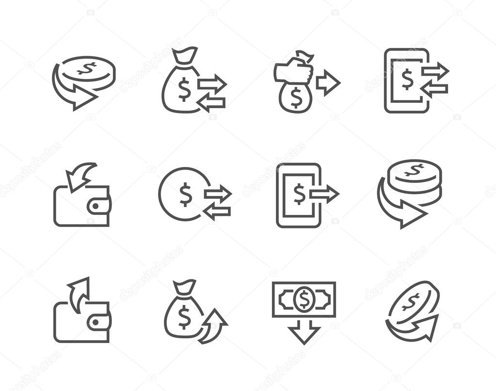 Lined Money Moving Icons