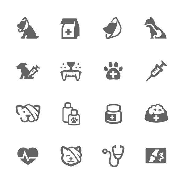 Eenvoudige Pet Vet pictogrammen — Stockvector