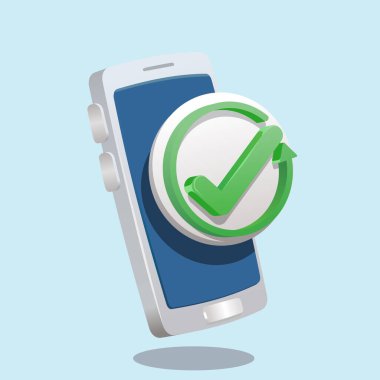 Yenile, doldur, güncelle, geri al, döndürme vektör simgesi. Sembolü tekrarla. akıllı telefon simgesini işaretle ve işaretle. Vektör çizimi gibi 3d biçimi