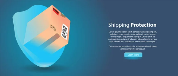 Shipping Protection Concept Shipping Box Shiled Customisable Text Vector Illustration — Stock Vector