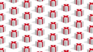 Oposit yönde hareket eden iki satırda bir sürü hediye kutusu izometrik düz stil döngü canlandırması