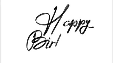 Doğum günü mesajın kutlu olsun. Beyaz, balck ve yeşil ekran arkaplanı üzerine el yazısıyla yazılmış video hayvanlaştırma şablonu