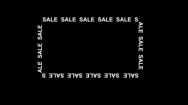 时髦的销售运行文本排版4K移动无缝矩形移动在白色 黑色和绿色背景屏幕上 — 图库视频影像